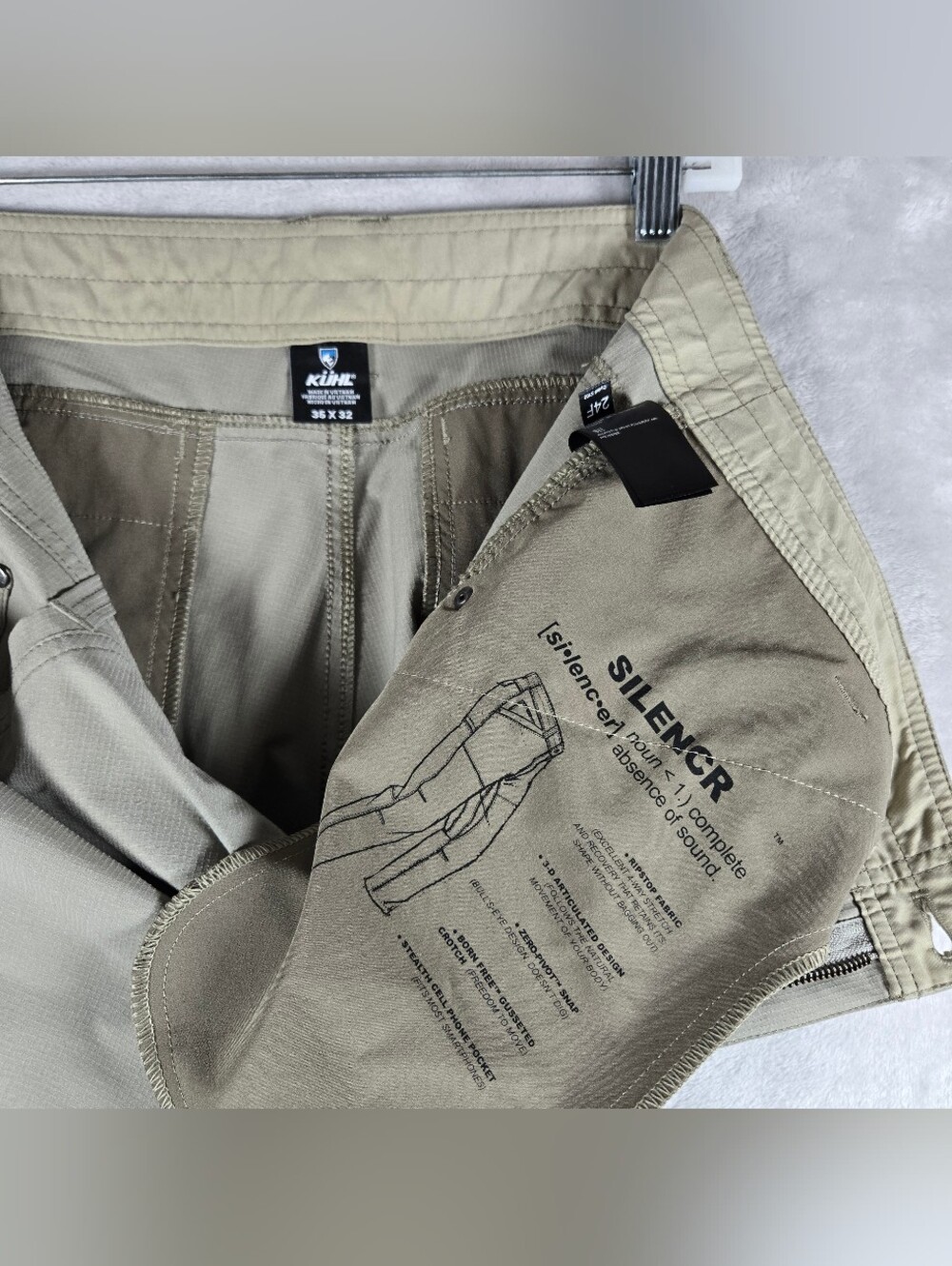 Kuhl Silencr Pants Mens 35x32 Khaki Ripstop Outdoors Stretch SKU 5166 Read Des! - Picture 6 of 13